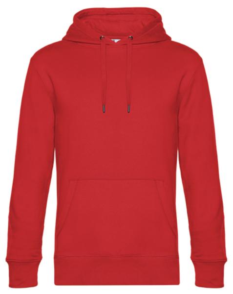 ein roter  Hoodie, Kapuzenpulli ist von vorne dargestellt. Vorne befindet sich auf Bauchhöhe eine Tasche